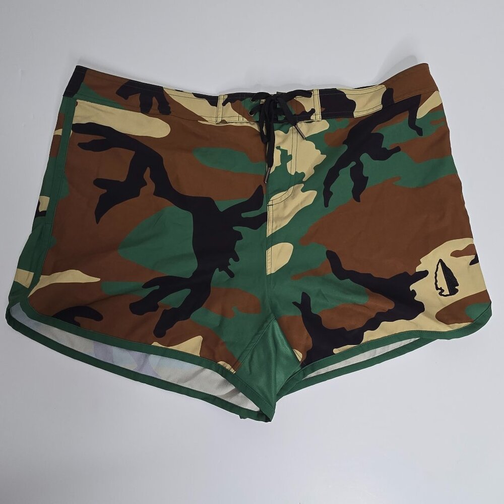 TACHUNTFISH Mens Brown Green Camouflage Camo UDT Athletic Shorts‎ 2XL Active